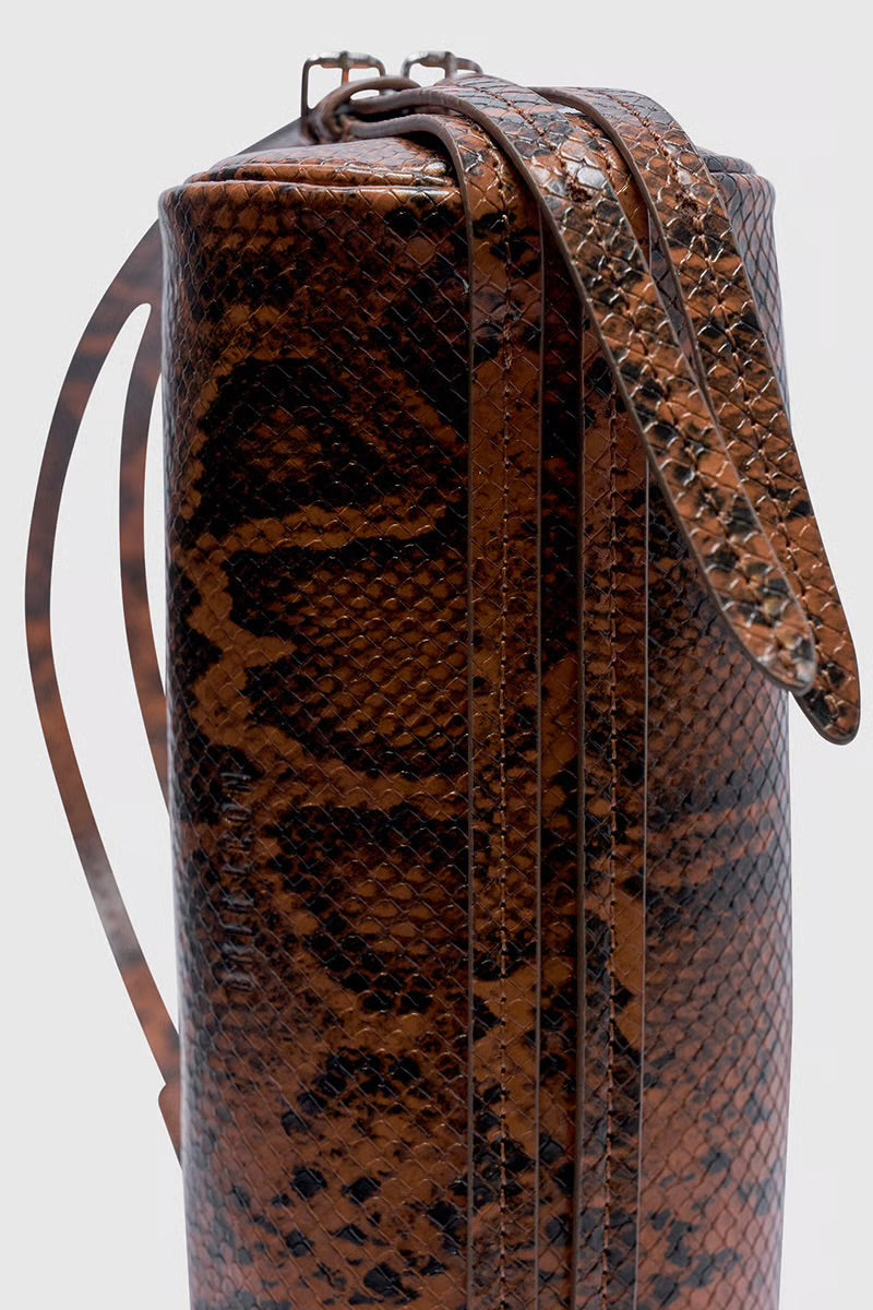 BROOKE MINI BARREL BAG - BRUNETTE PYTHON