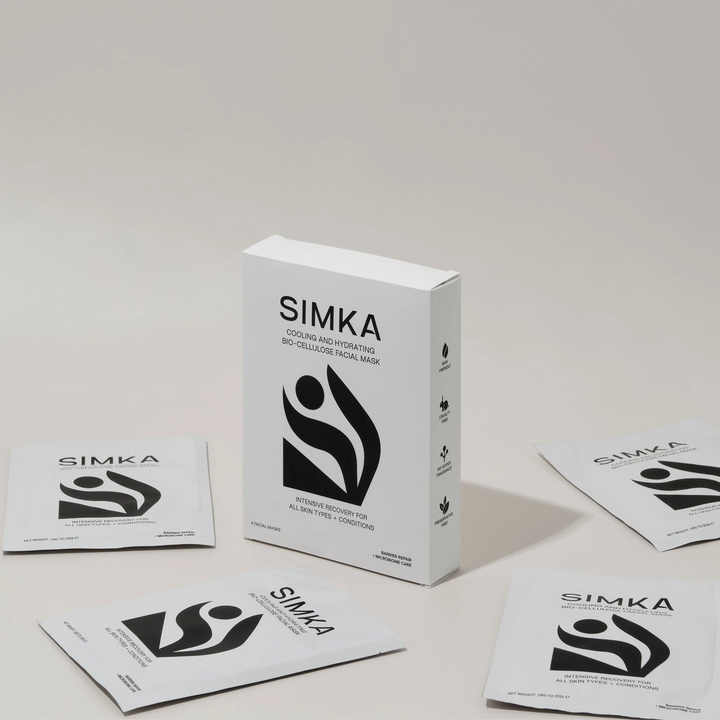 SIMKA BIO-CELLILOSE FACIAL MASKS (4 PACK)