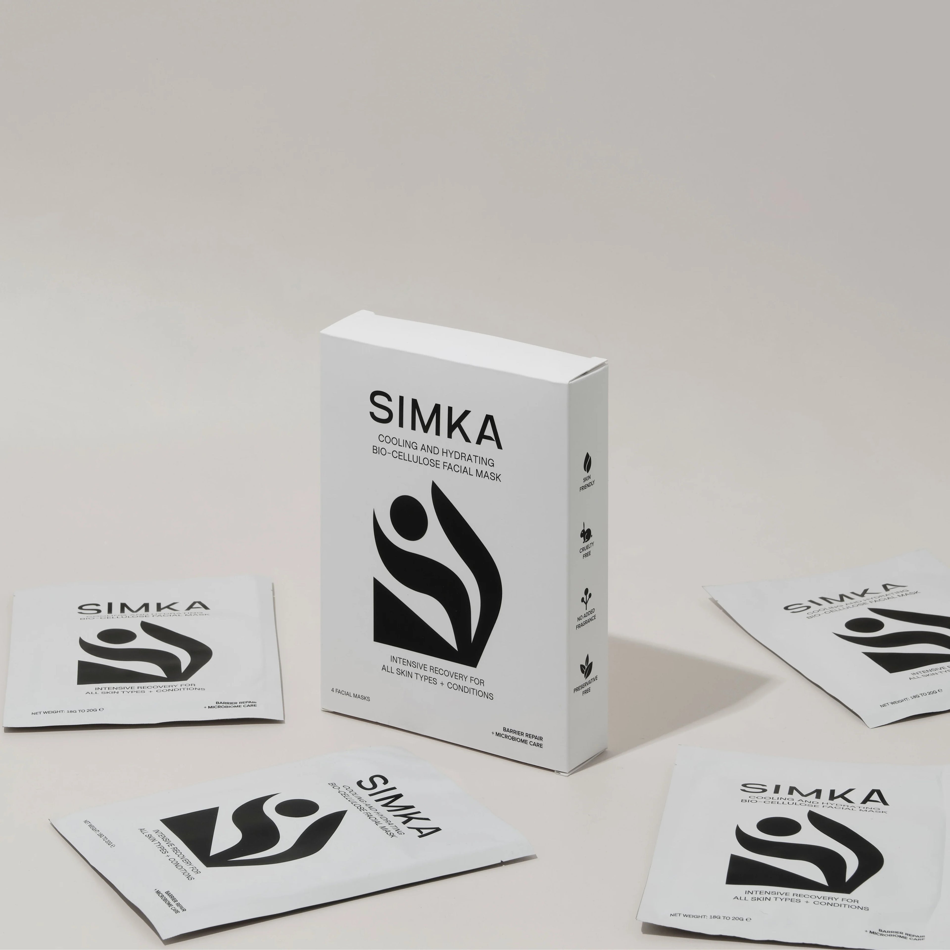 SIMKA BIO-CELLILOSE FACIAL MASKS (4 PACK)