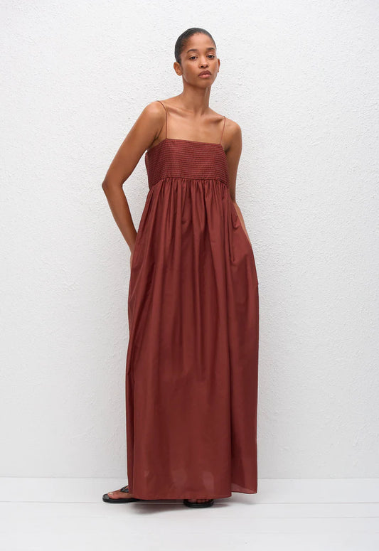 EMPIRE PINTUCK BODICE DRESS - MAROC