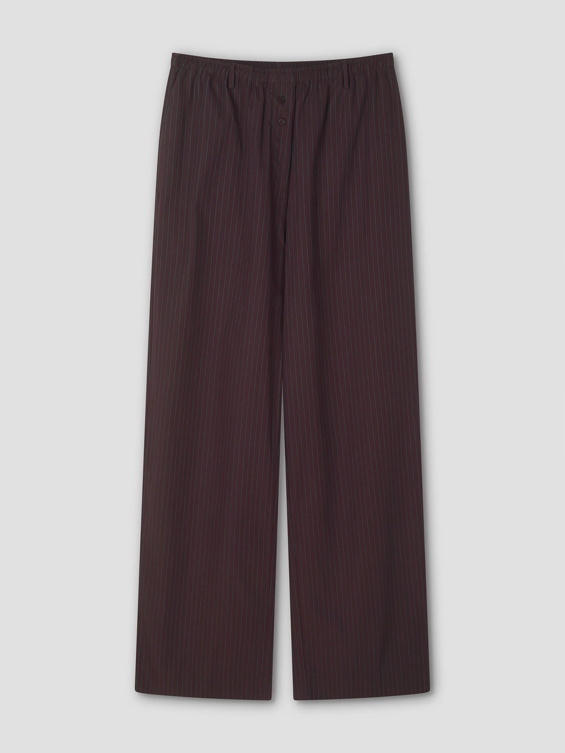 DOUBLE BUTTON PANT - BROWN STRIPE
