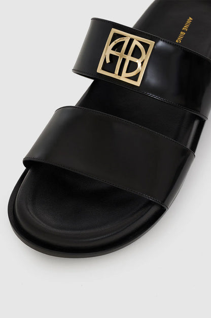 PARKER SLIDES MONOGRAM - HIGH SHINE BLACK