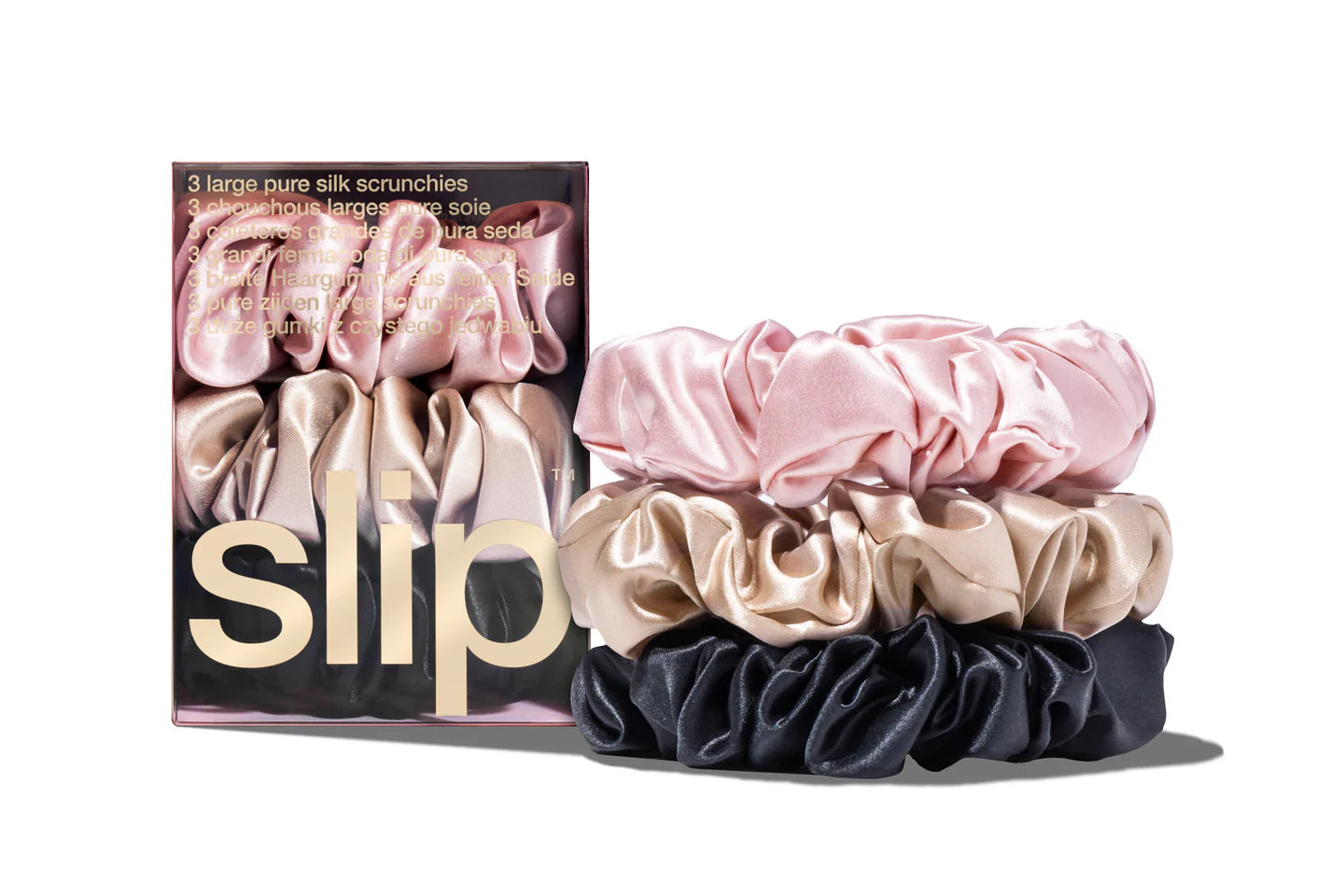 SLIP PURE SILK LARGE SCRUNCHIES - SET OF 3 - MULTI