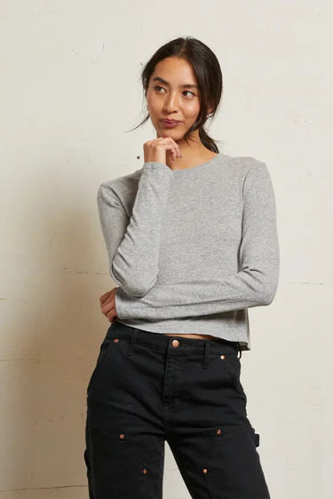 JAMIE LONGSLEEVE TOP - HEATHER GREY