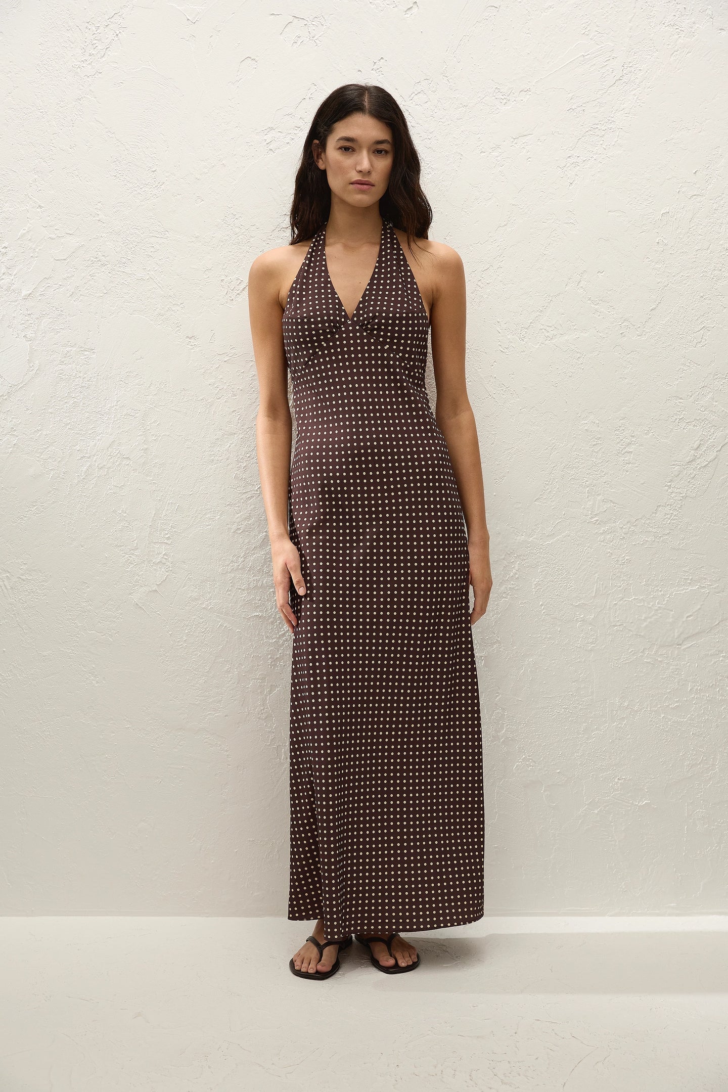 ROSA MAXI DRESS - POLKA DOT CHOCOLATE PLUM
