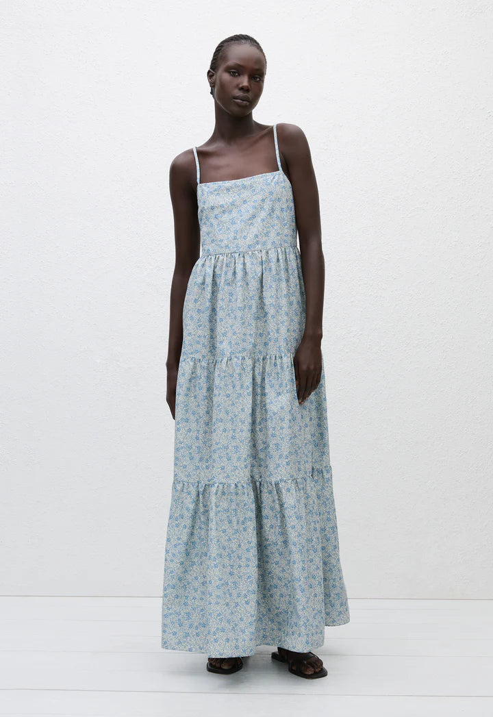 TIERED LOW BACK SUNDRESS - CORNFLOWER