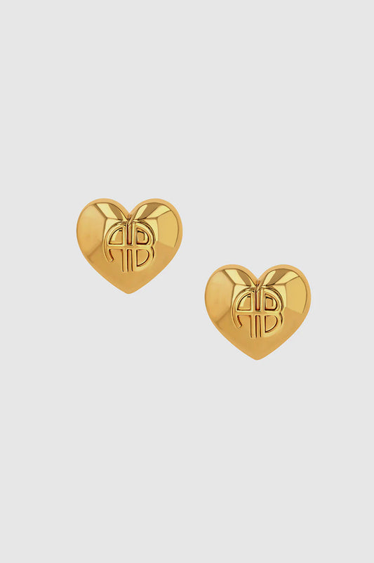 CHUNKY HEART EARRINGS - GOLD