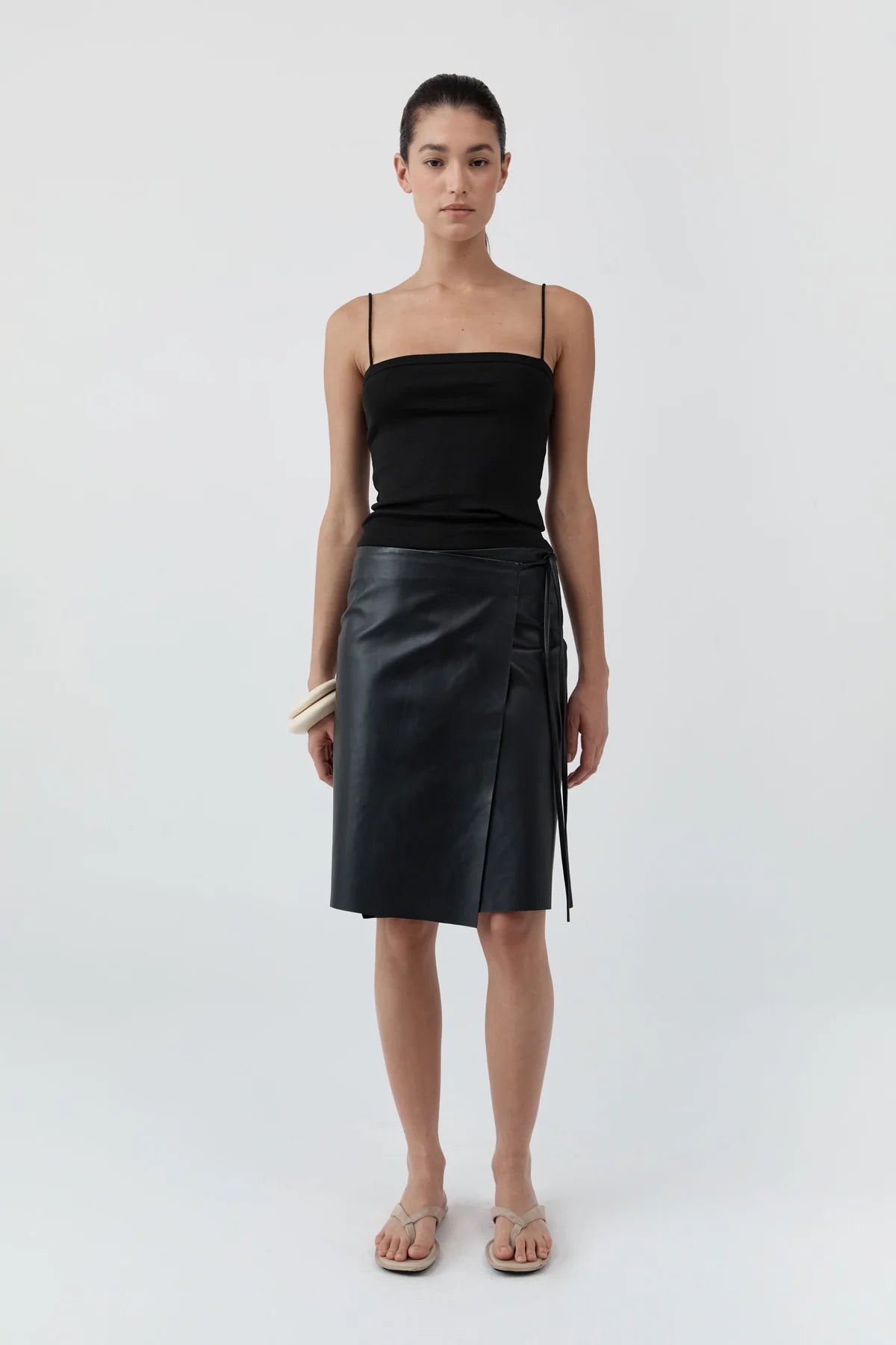 ORGANIC COTTON SQUARE NECK CAMI - JET BLACK