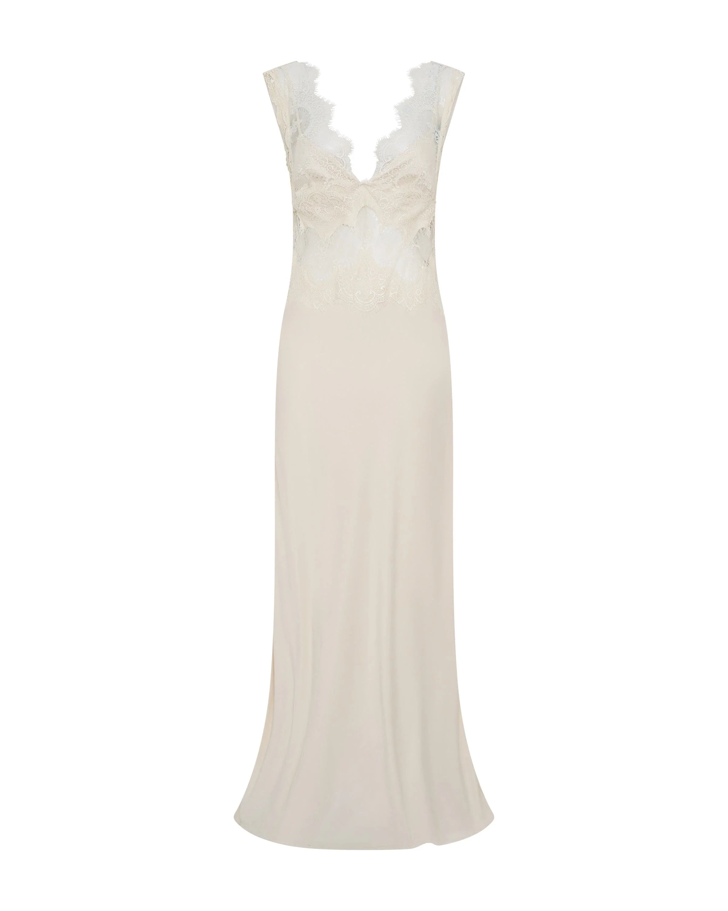 VISIONS LACE FLOOR LENGTH DRESS - BUTTERCREAM