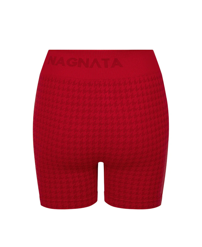 HOUNDSTOOTH WOOL MINI SHORT - CRIMSON