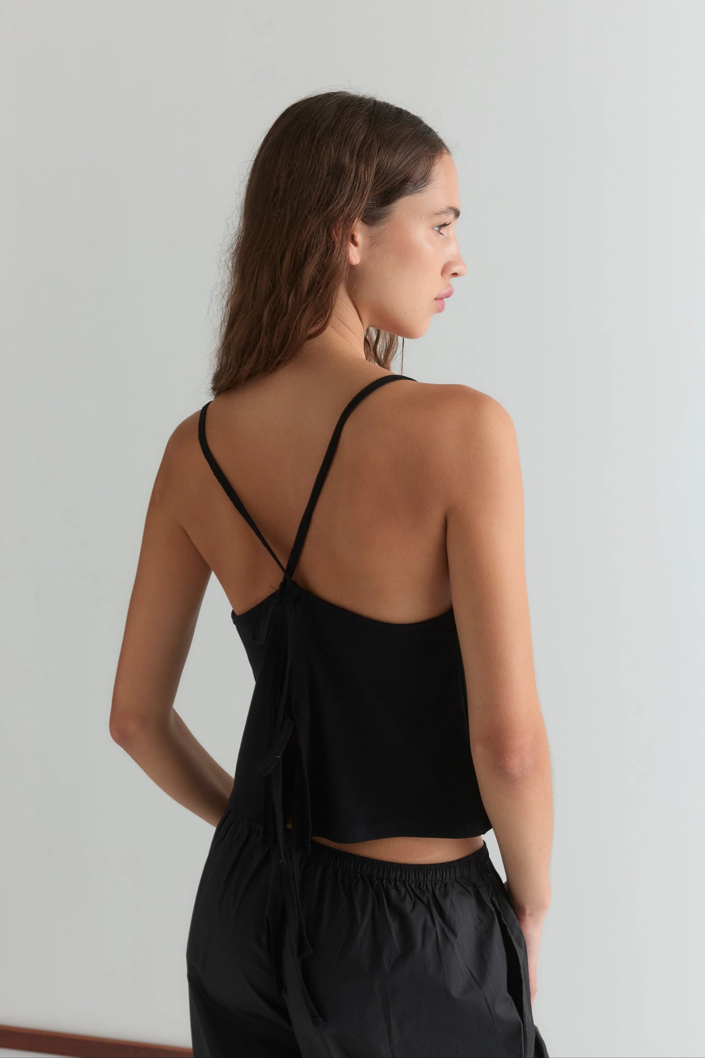 (PRE-ORDER) DRAPE JERSEY TOP - BLACK
