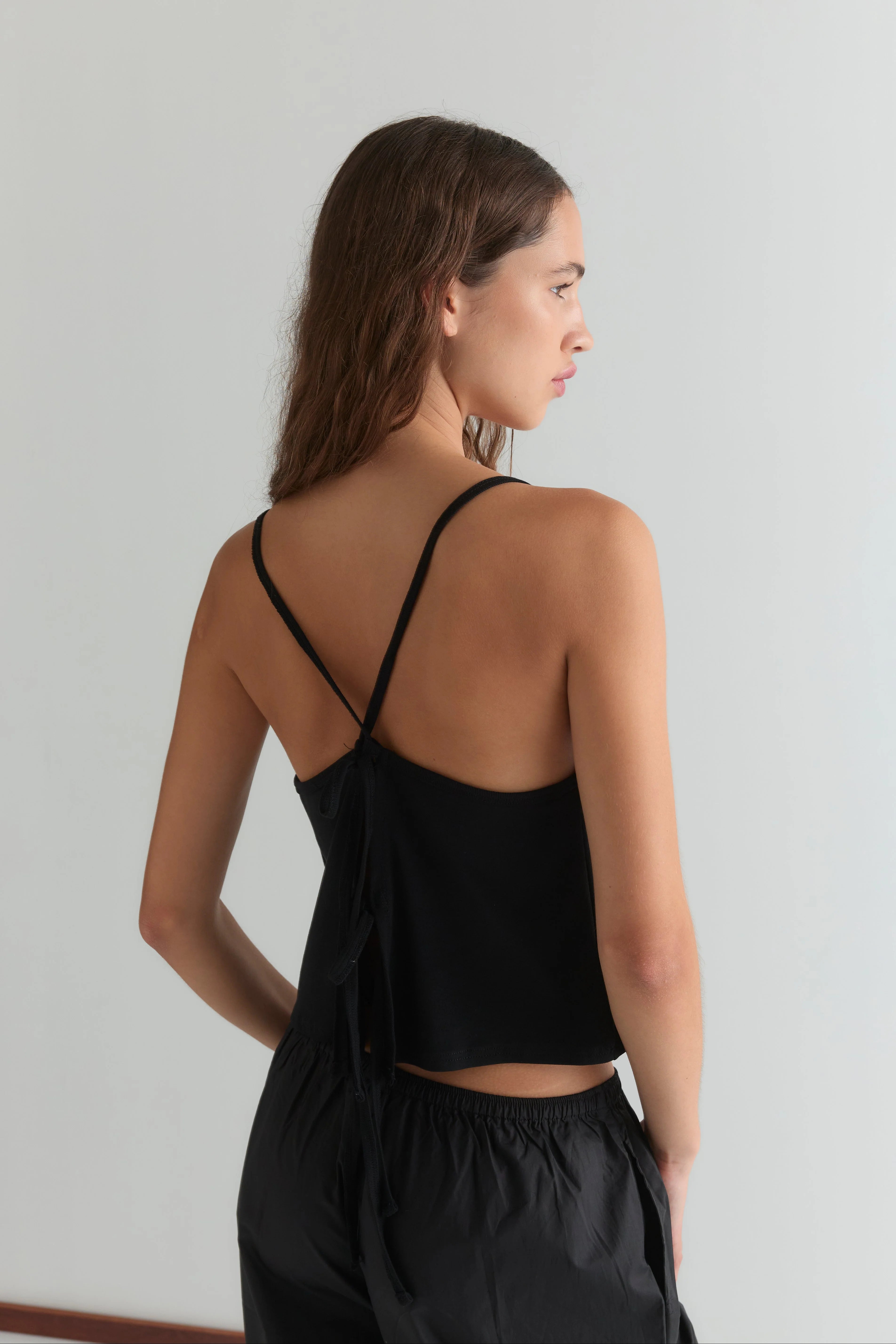 DRAPE JERSEY TOP - BLACK