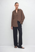 LONG SLEEVE SILK SHIRT - POLKA DOT CHOCOLATE