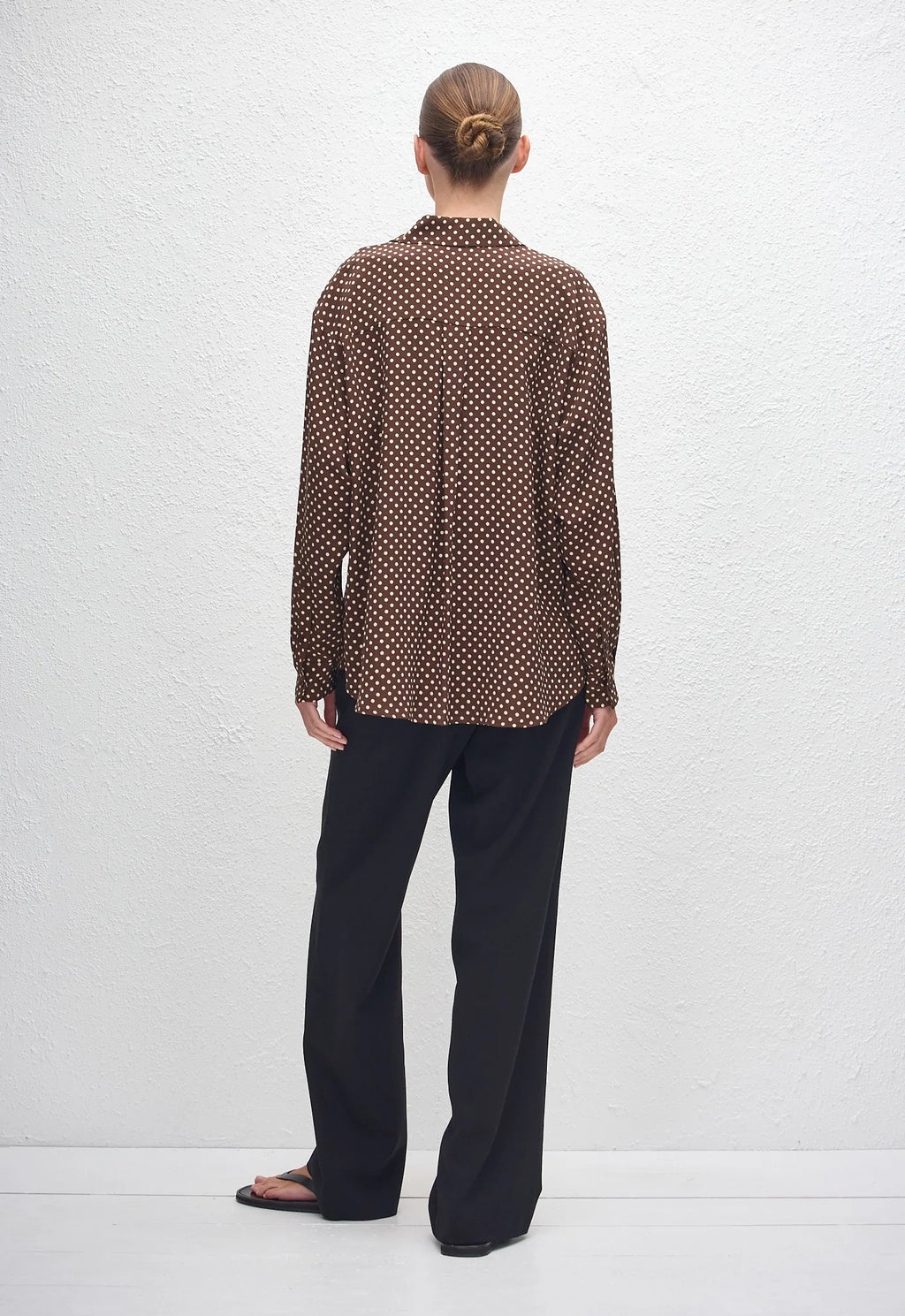 LONG SLEEVE SILK SHIRT - POLKA DOT CHOCOLATE