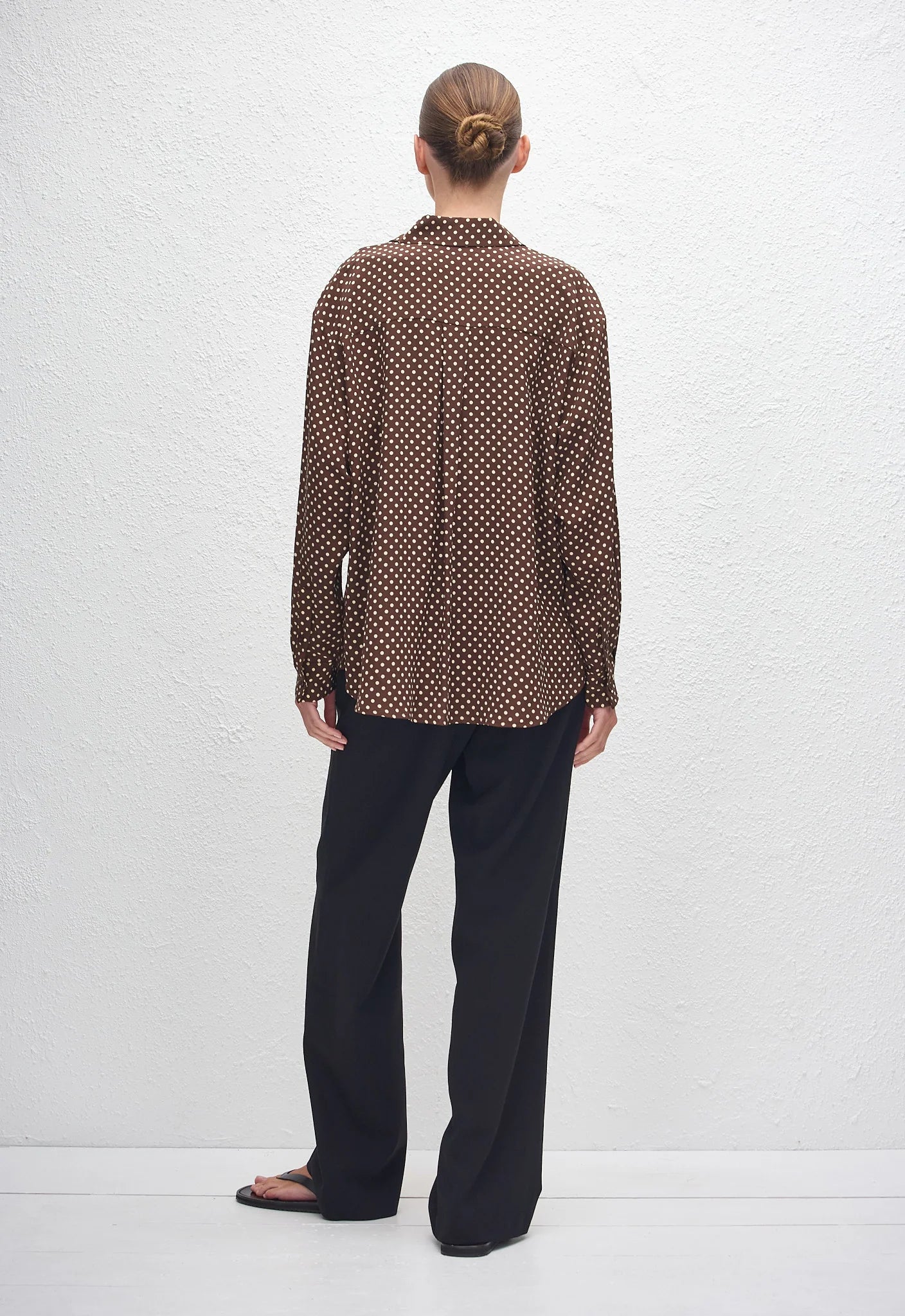 LONG SLEEVE SILK SHIRT - POLKA DOT CHOCOLATE
