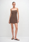 SQUARE SLIP MINI DRESS - POLKA DOT CHOCOLATE