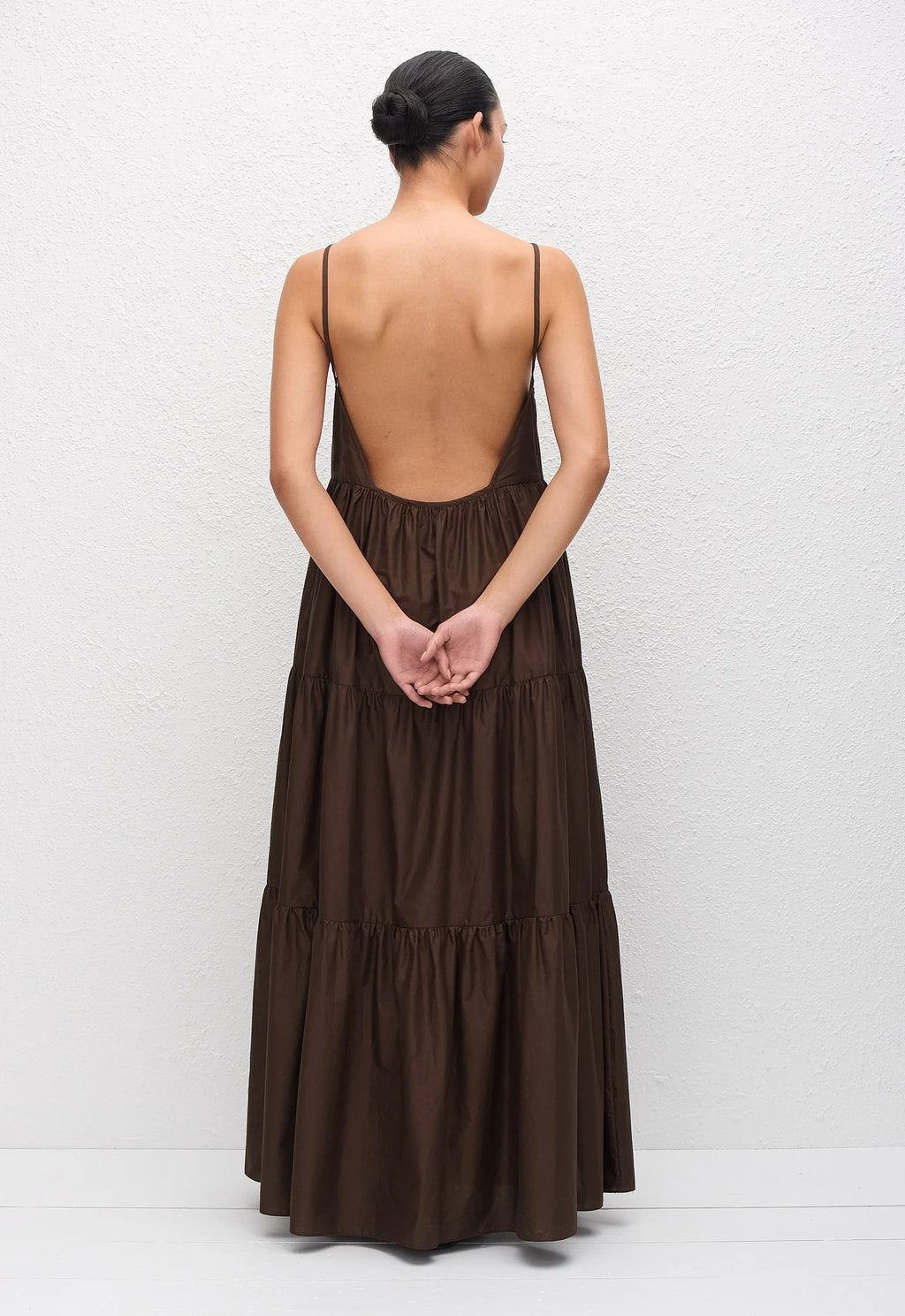 TIERED LOW BACK SUNDRESS - CHOCOLATE