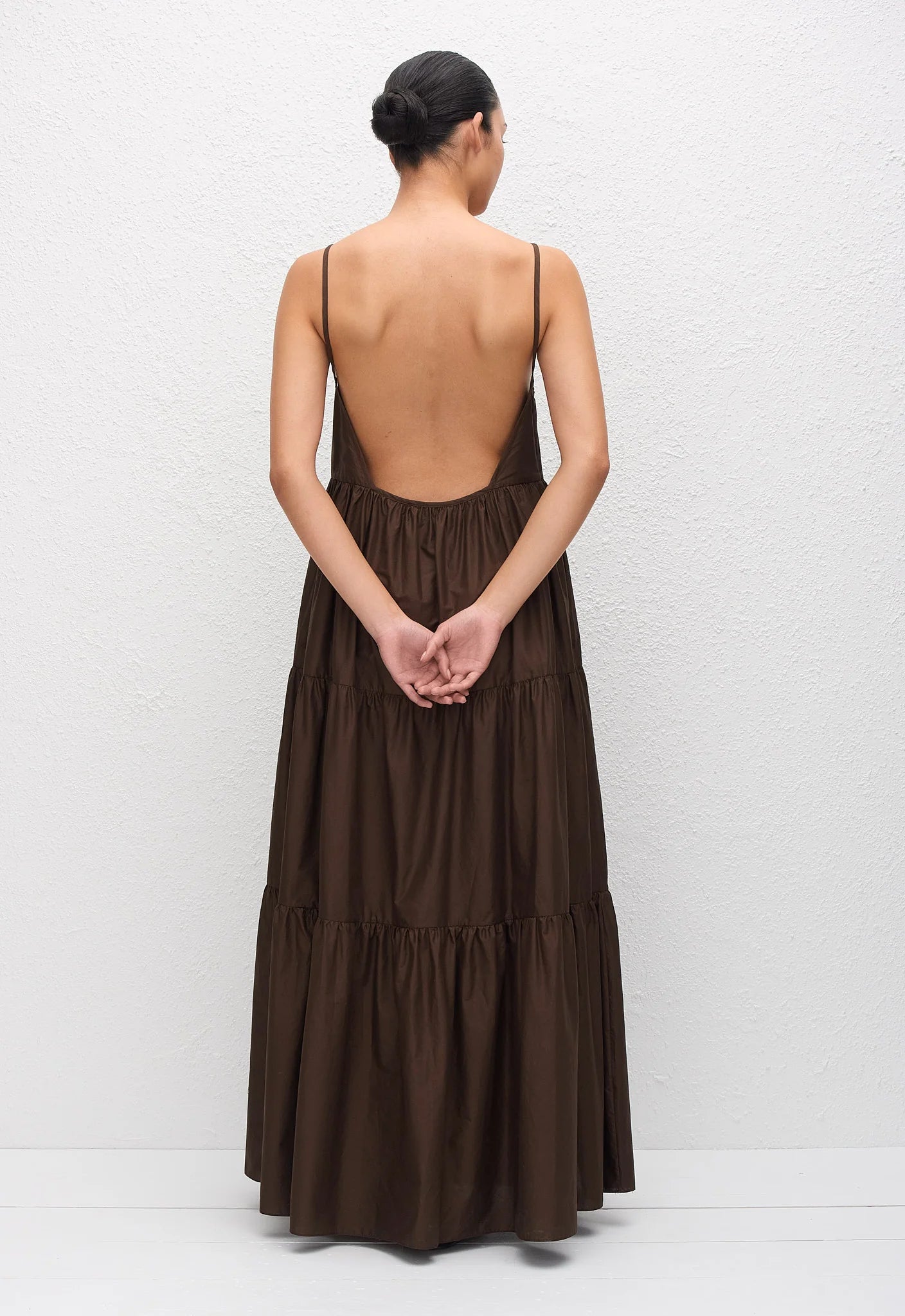 TIERED LOW BACK SUNDRESS - CHOCOLATE