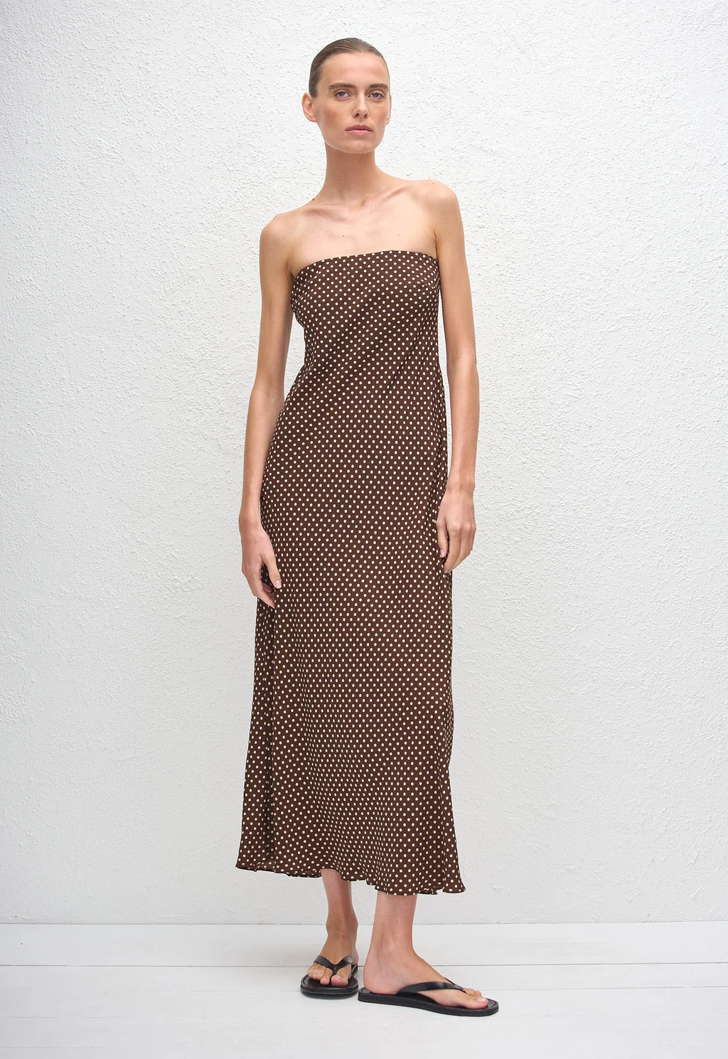 BIAS COLUMN DRESS - POLKA DOT CHOCOLATE