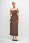 BIAS COLUMN DRESS - POLKA DOT CHOCOLATE