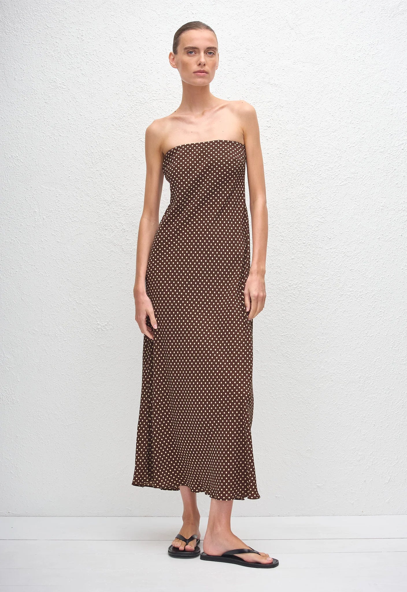 BIAS COLUMN DRESS - POLKA DOT CHOCOLATE