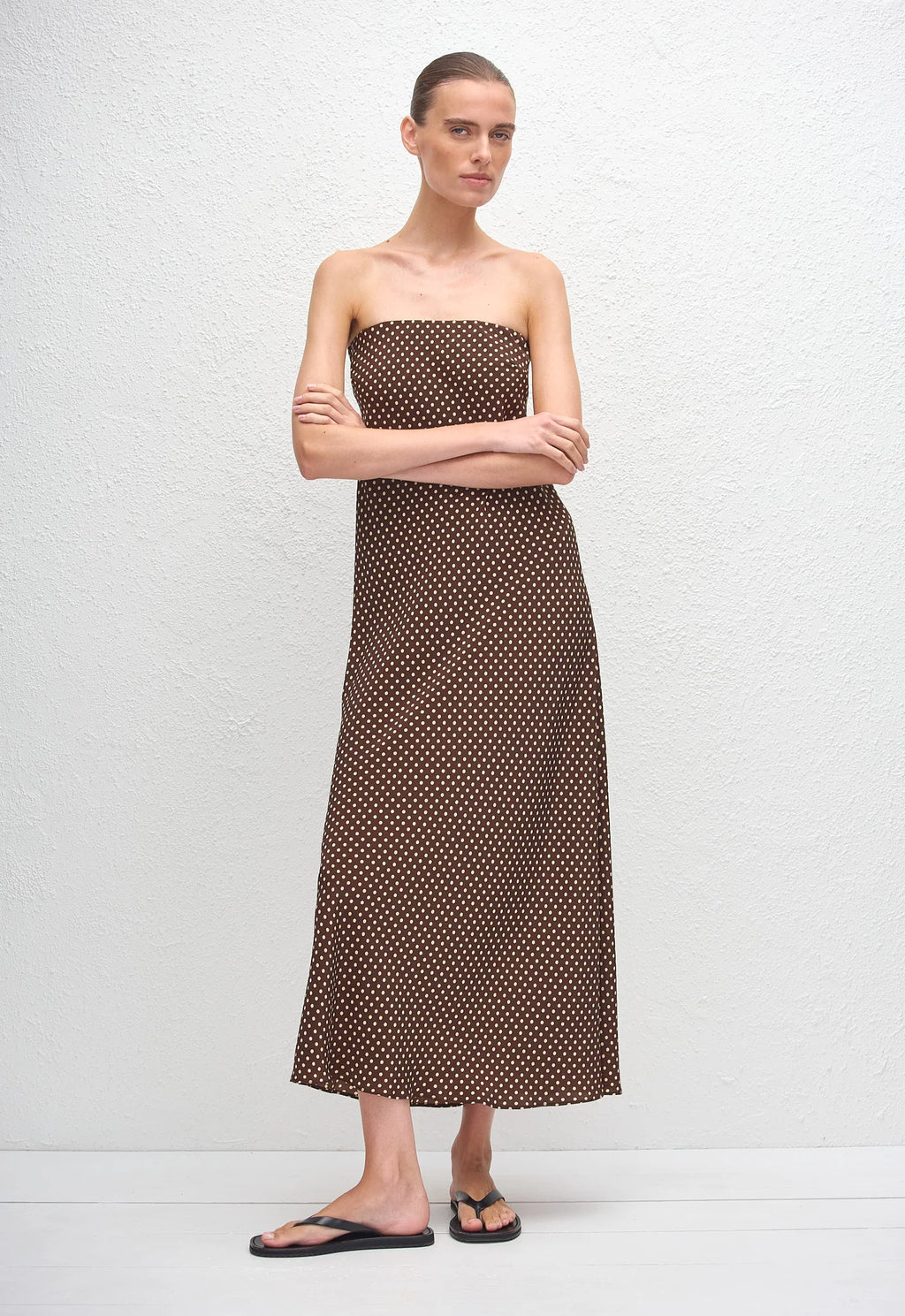 BIAS COLUMN DRESS - POLKA DOT CHOCOLATE