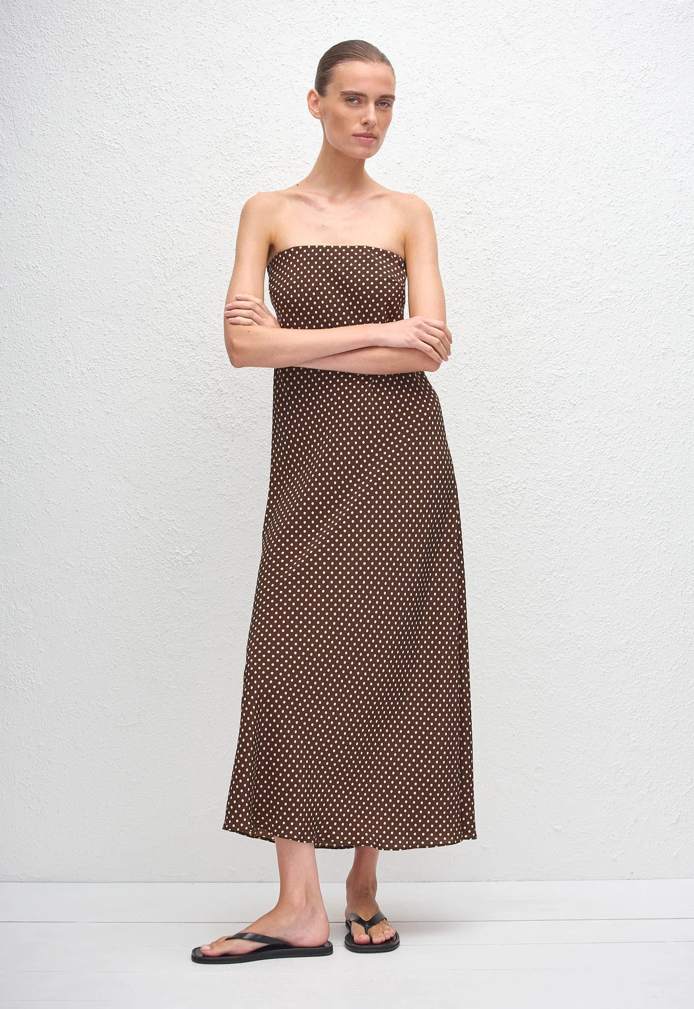 BIAS COLUMN DRESS - POLKA DOT CHOCOLATE