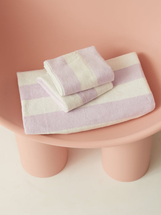 HAND TOWELS SET OF 2 - LILAC WIDE STRIPE