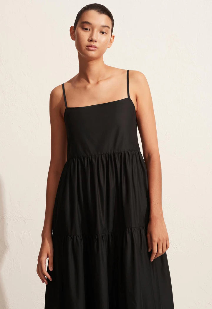 TIERED LOW BACK SUNDRESS - BLACK