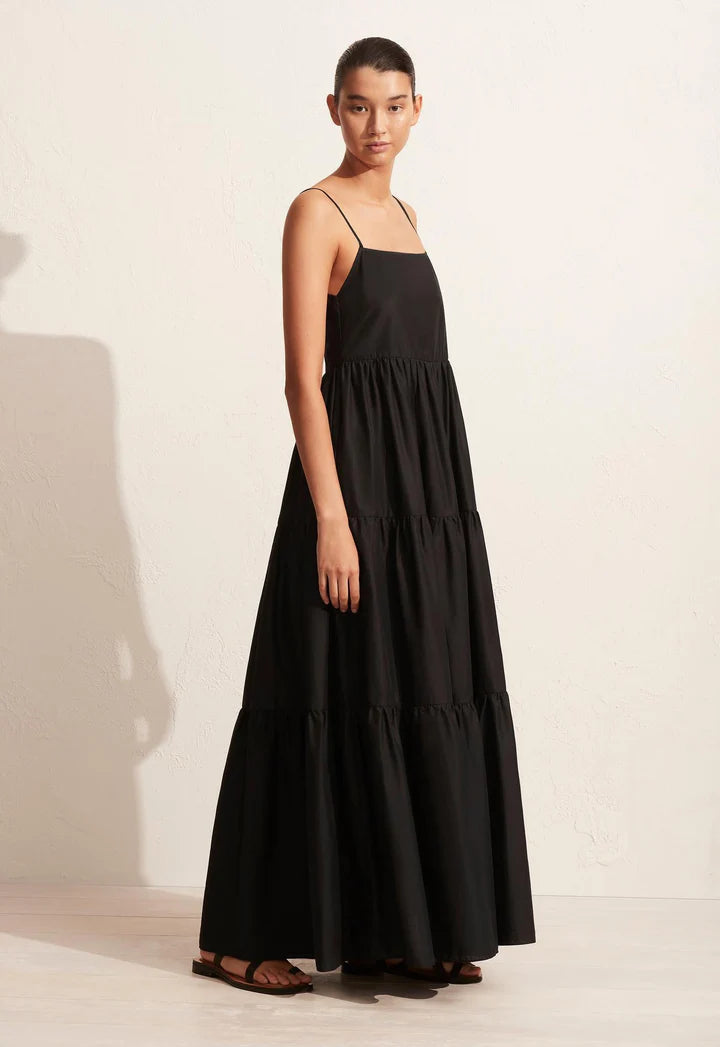 TIERED LOW BACK SUNDRESS - BLACK