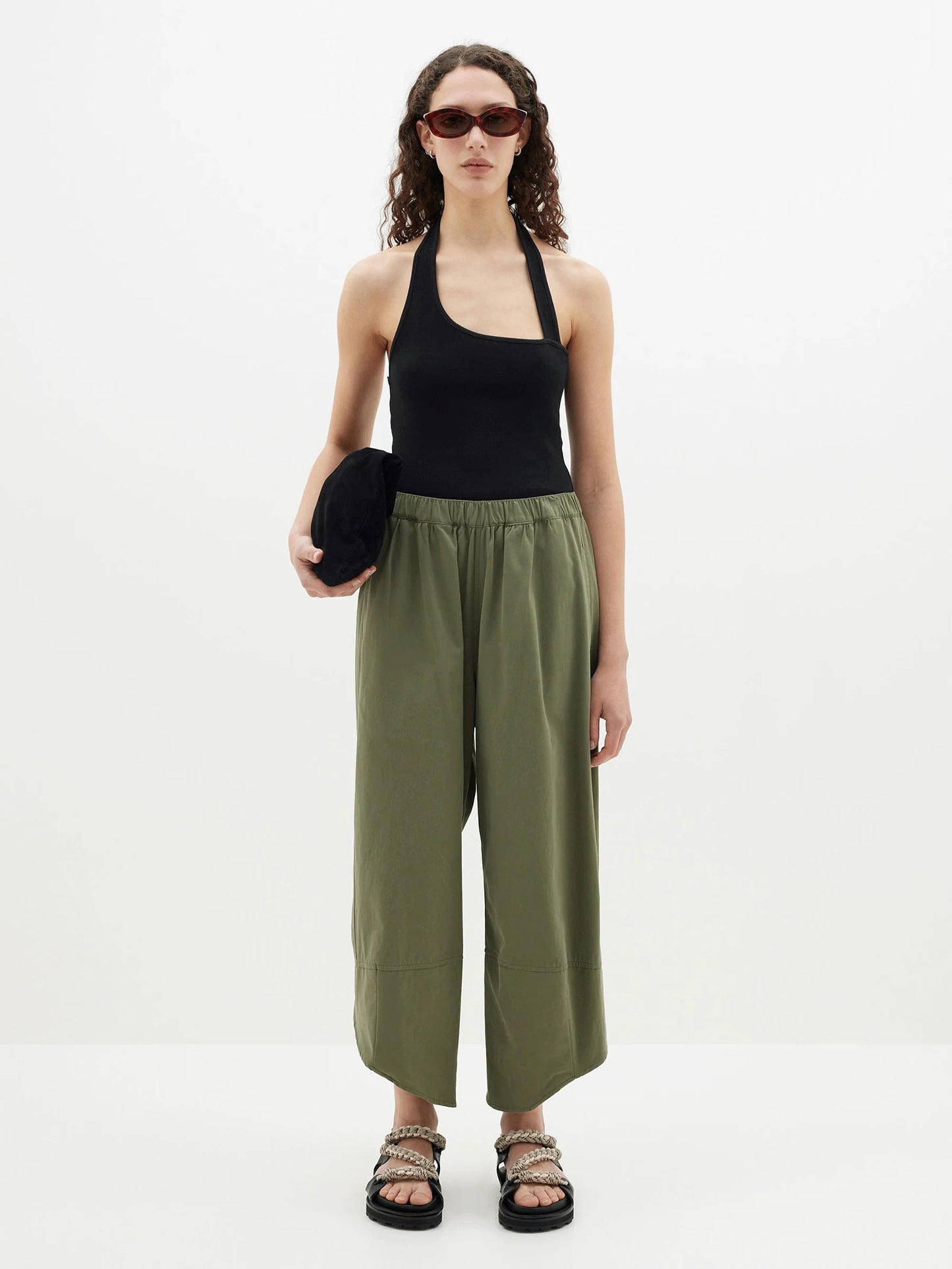 CANVAS SPLIT HEM PANT - KHAKI