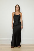 SPAGHETTI STRAP SLIP DRESS - BLACK