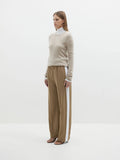 TWILL STRIPE DETAIL PANT - TAN/WHITE
