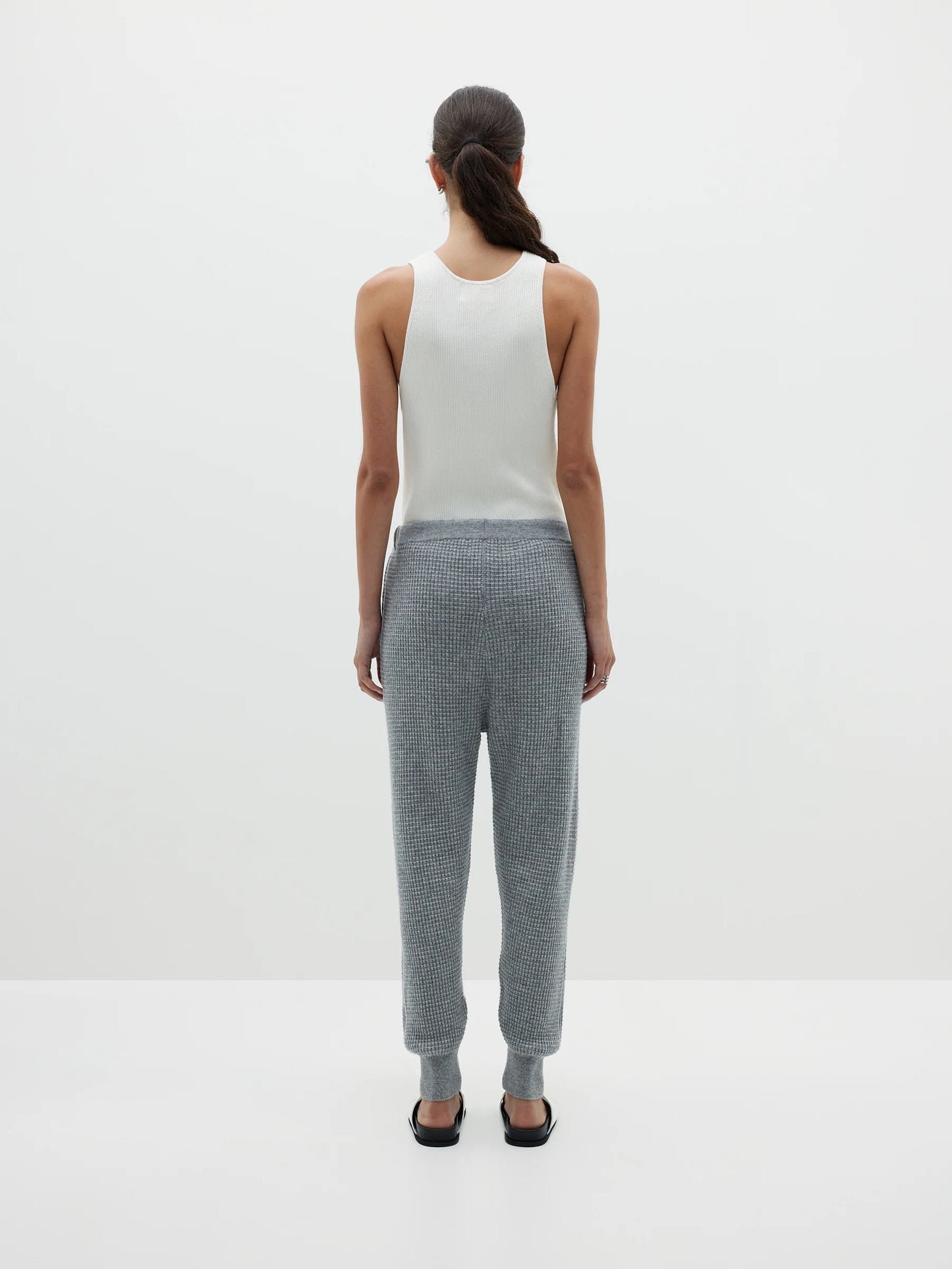 WAFFLE MARINO CASHMERE KNIT PANT - GREY MARLE