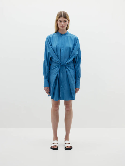 OPEN NECK SHIRT DRESS - RIVER BLUE