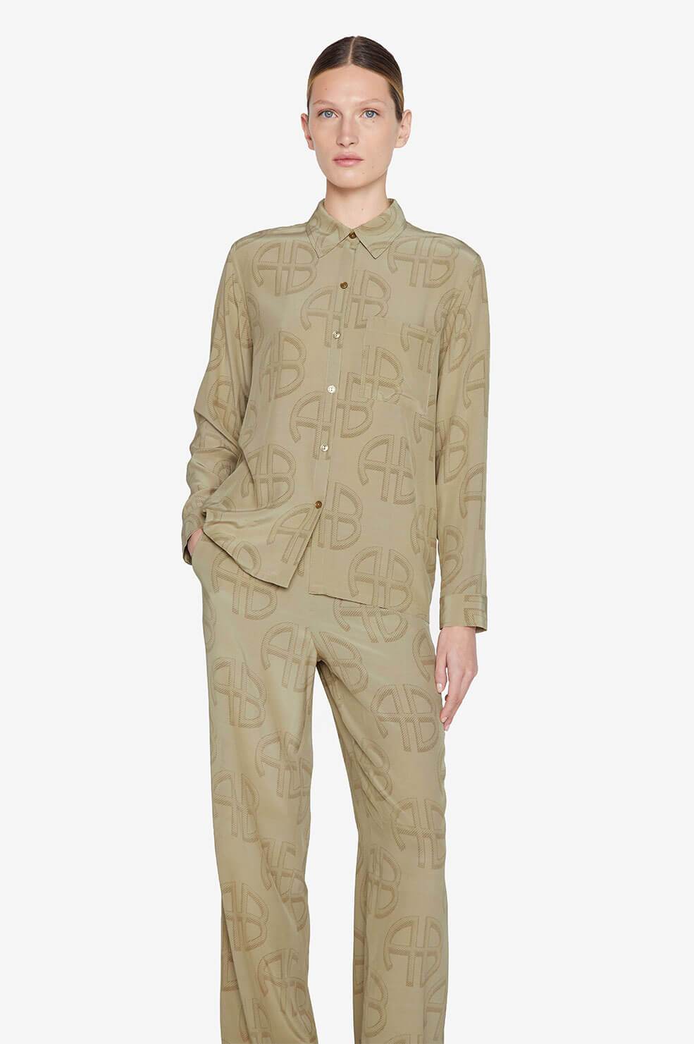 ASPEN SHIRT - CELADON MONOGRAM PRINT