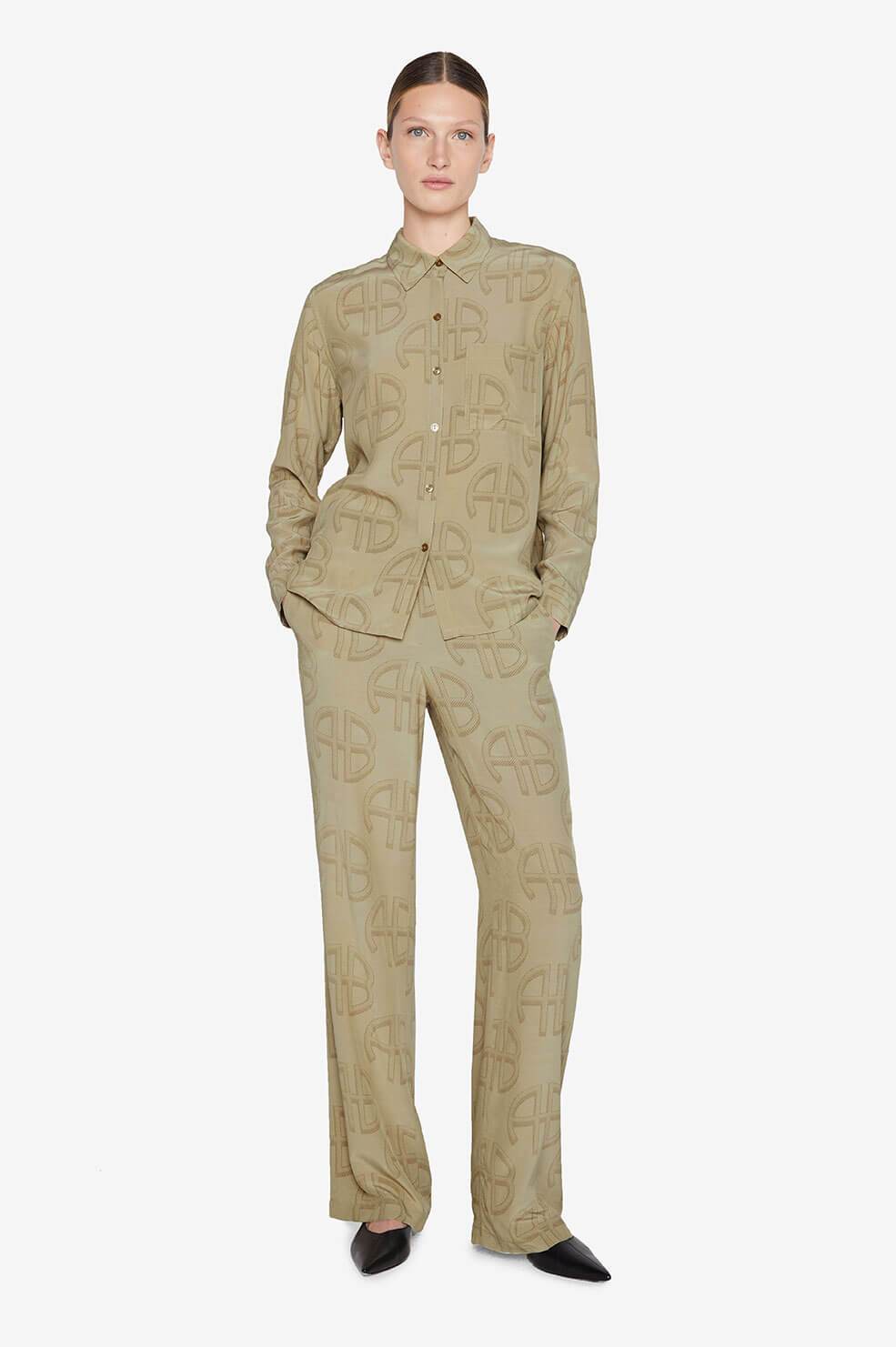 ASPEN SHIRT - CELADON MONOGRAM PRINT