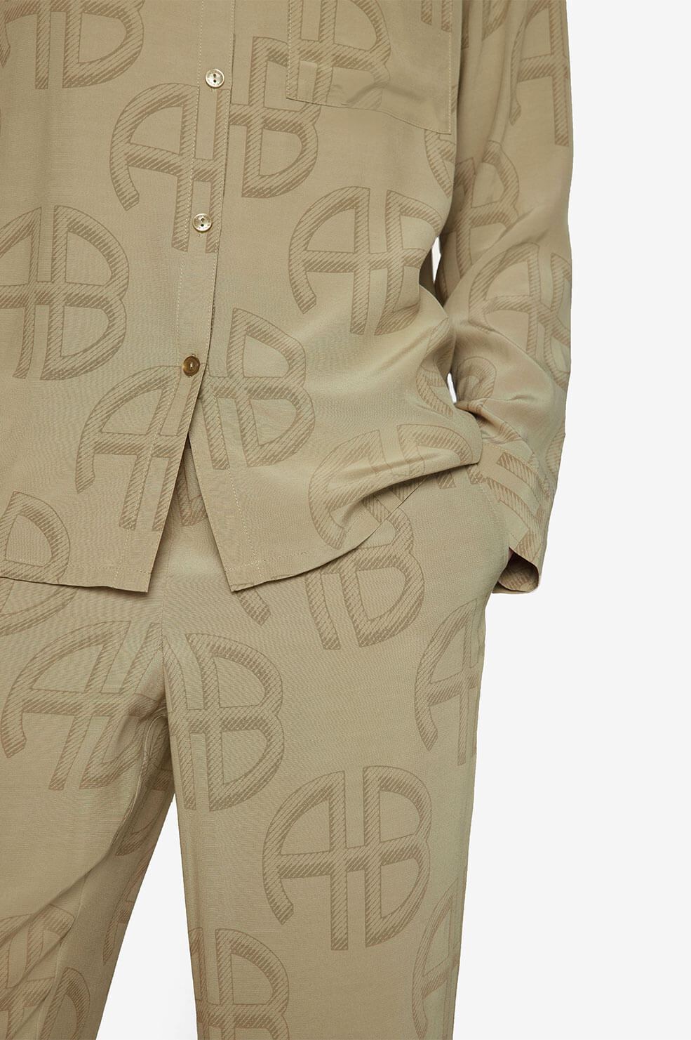 ASPEN SHIRT - CELADON MONOGRAM PRINT