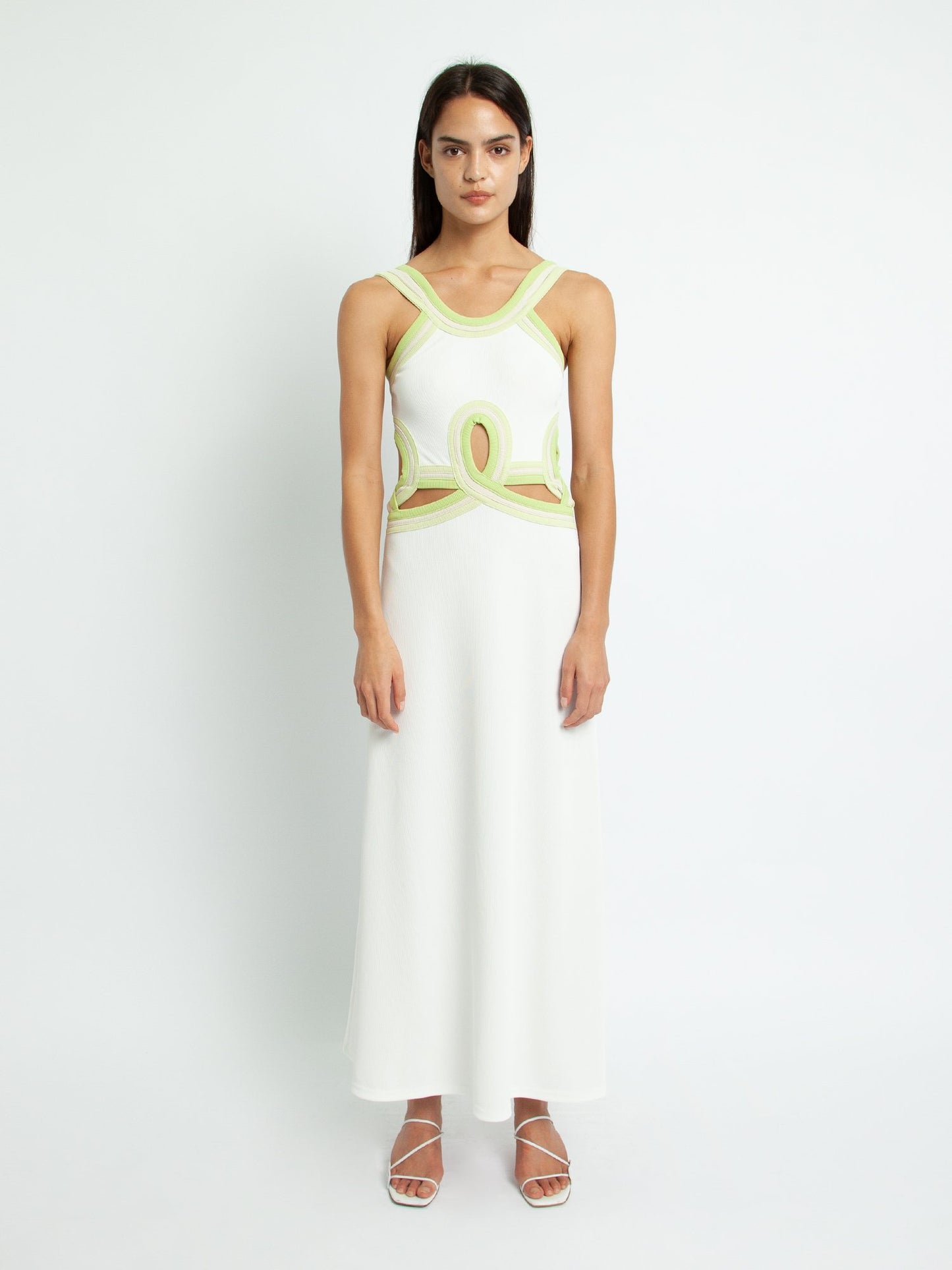 VERNER BIND STRAPPED DRESS - WHITE PISTACHIO