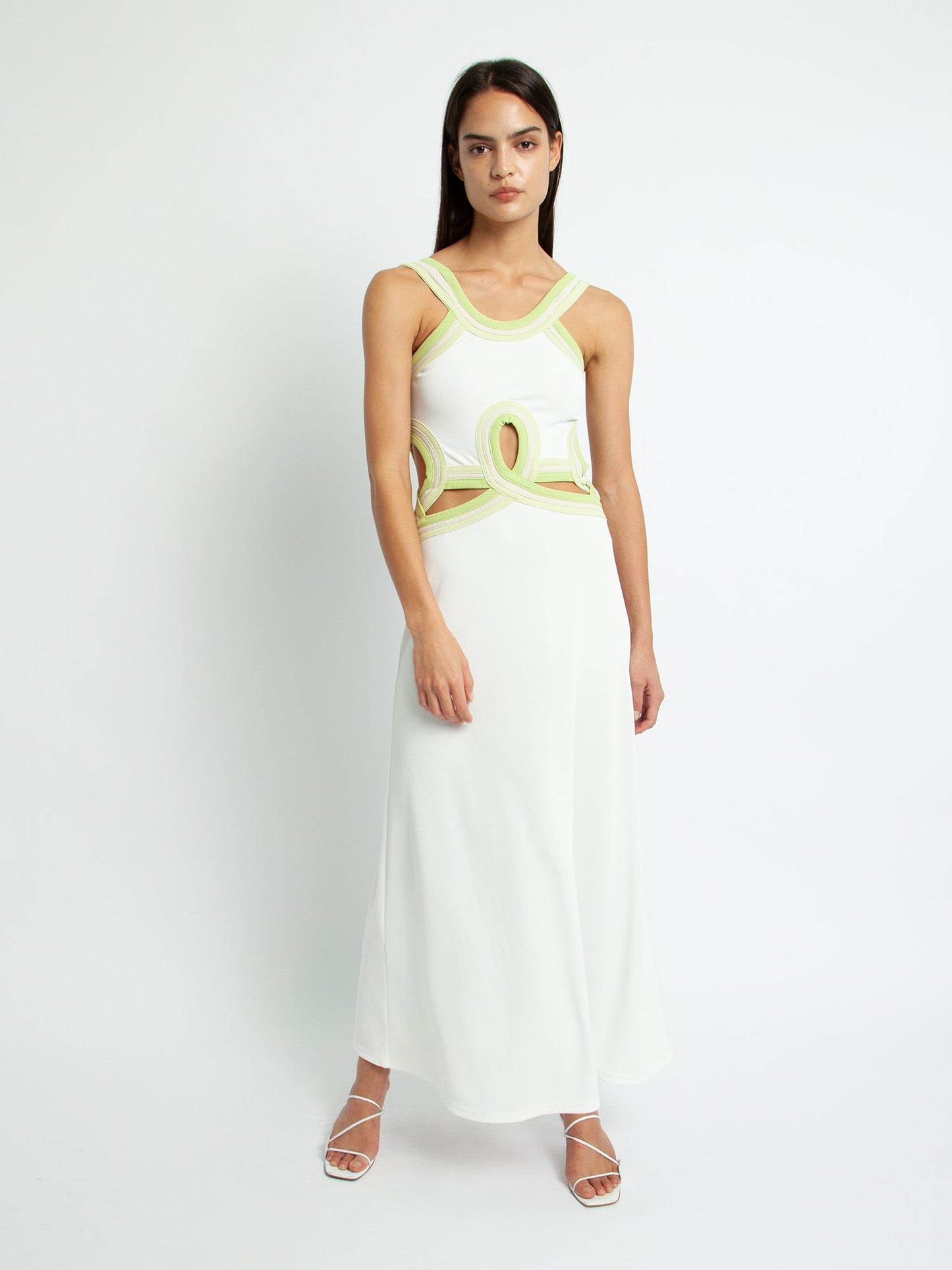 VERNER BIND STRAPPED DRESS - WHITE PISTACHIO