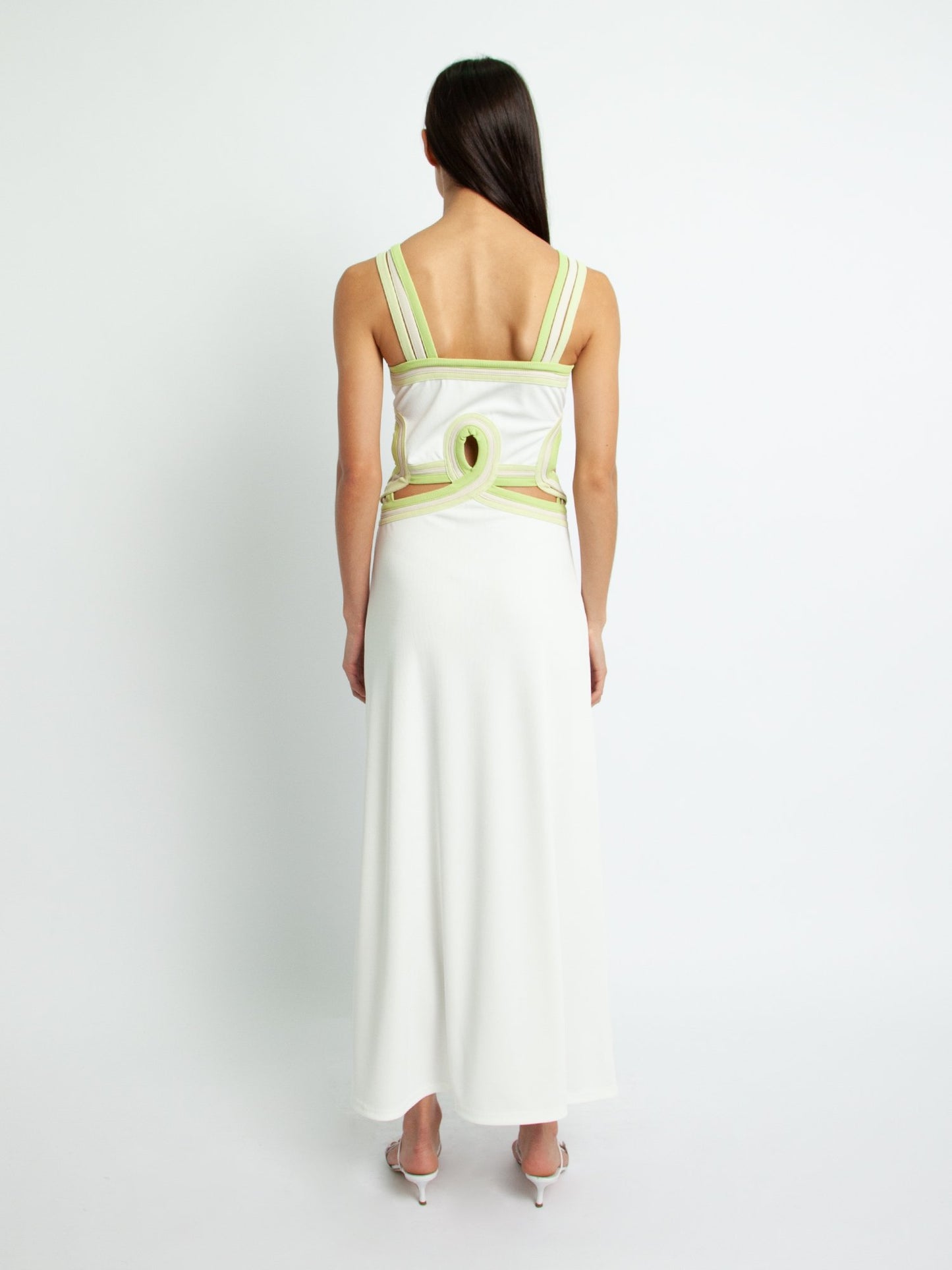 VERNER BIND STRAPPED DRESS - WHITE PISTACHIO