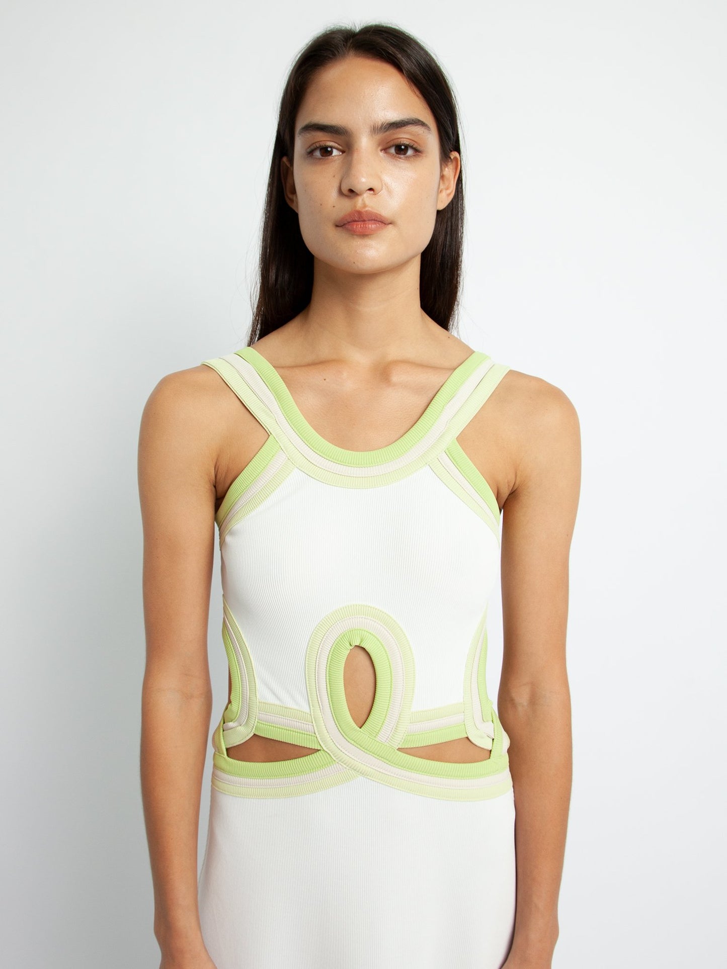 VERNER BIND STRAPPED DRESS - WHITE PISTACHIO