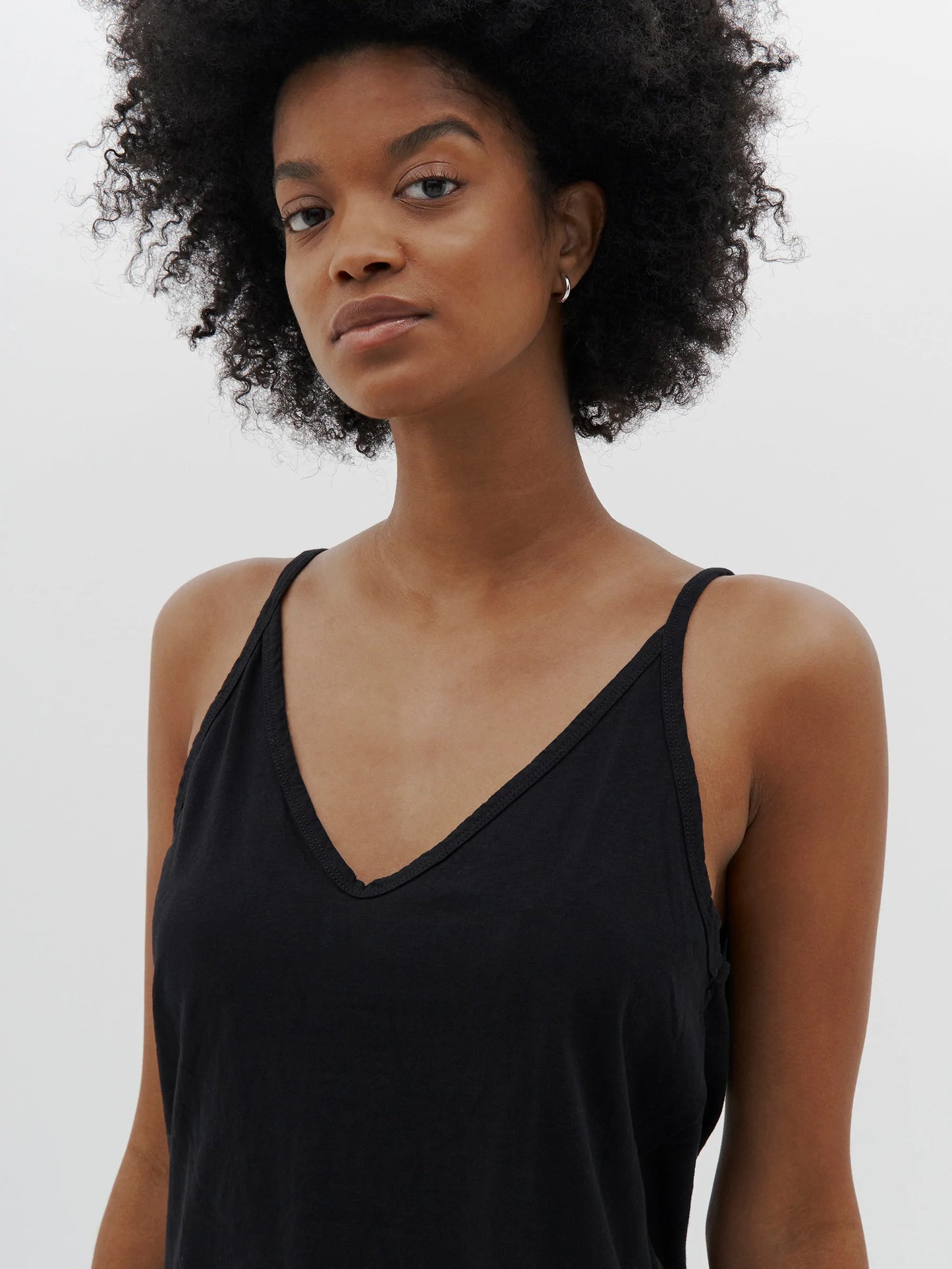 V NECK JERSEY CAMISOLE - BLACK