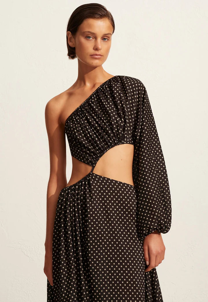 ASYMMETRIC WAVE DRESS - POLKA DOT