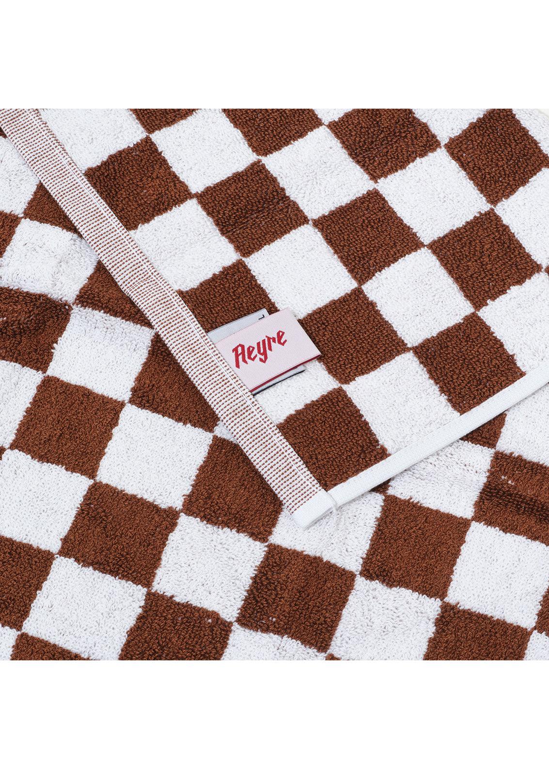 SINGLE LARGE TOWEL - BROWN SMALL CHECK