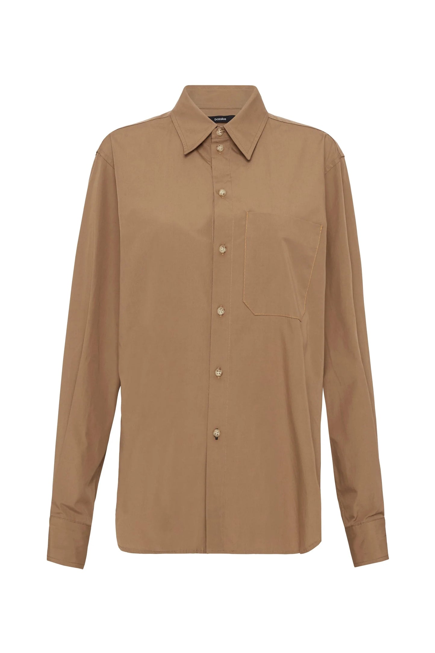 CONTRAST DETAIL DINNER SHIRT - DARK TAN