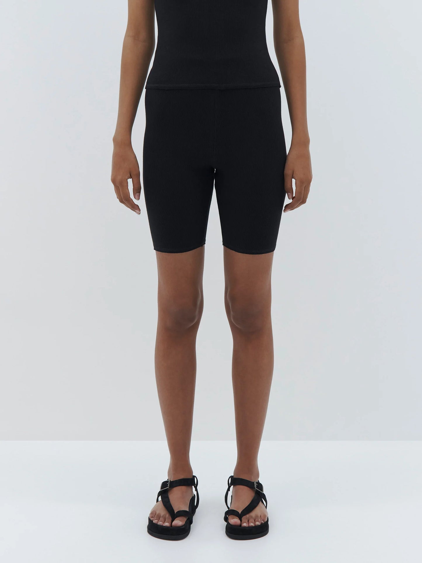 SLIM RIB BIKE SHORT - BLACK