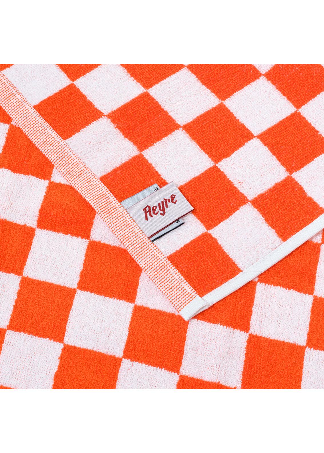 SINGLE LARGE TOWEL - ORANGE SMALL CHECK