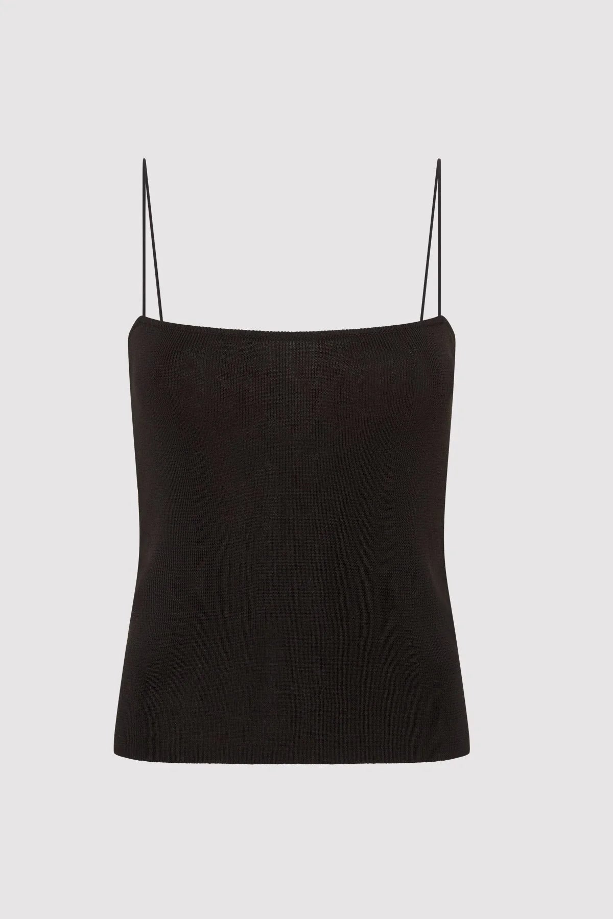 FINE STRAP KNIT TOP - BLACK