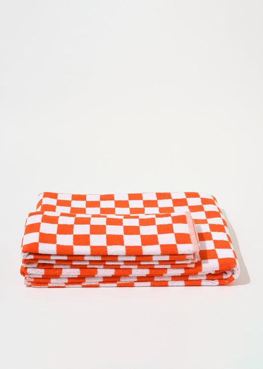 HAND TOWELS SET OF 2 - ORANGE SMALL CHECK